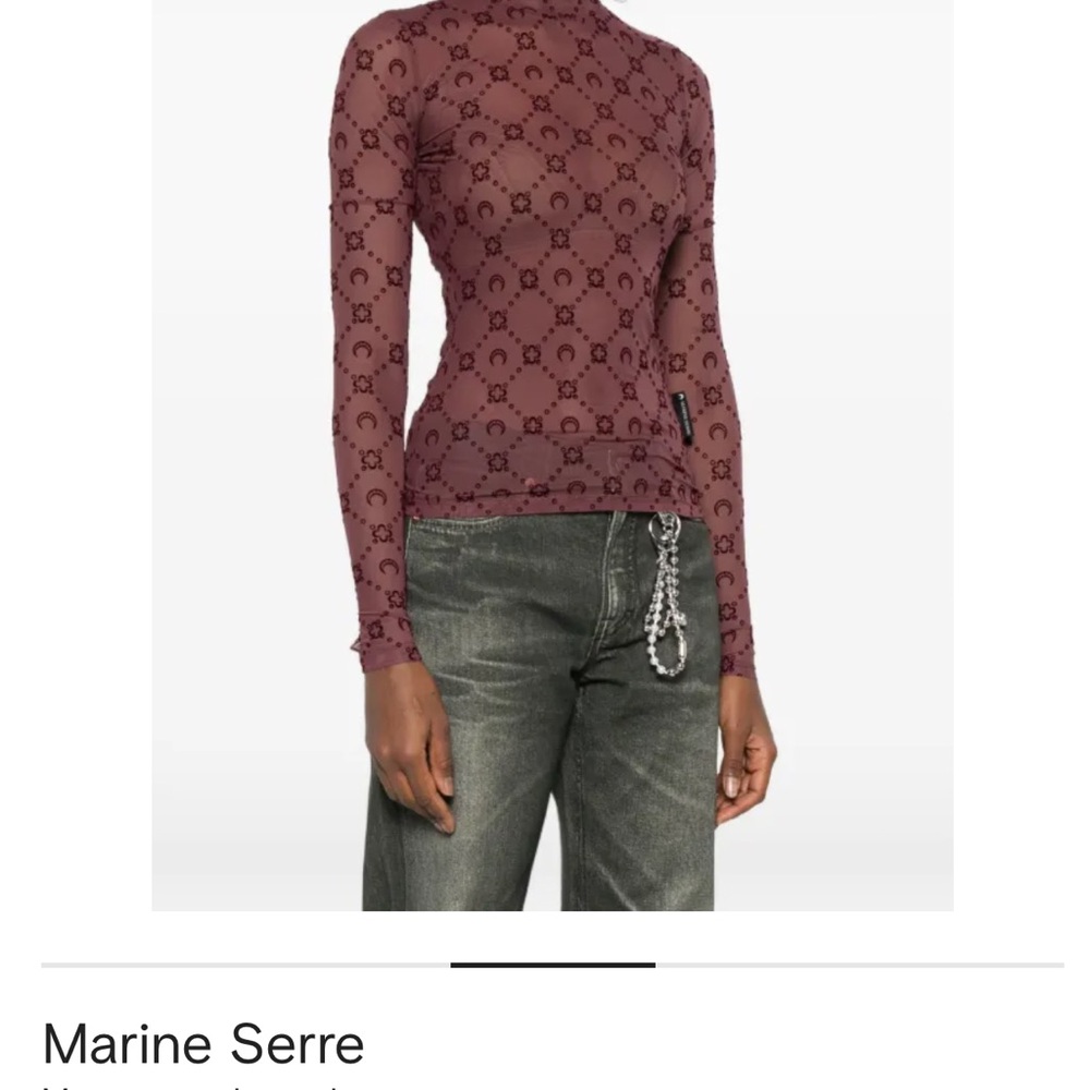 Marine Serre Maroon Patterned Long Sleeve Top